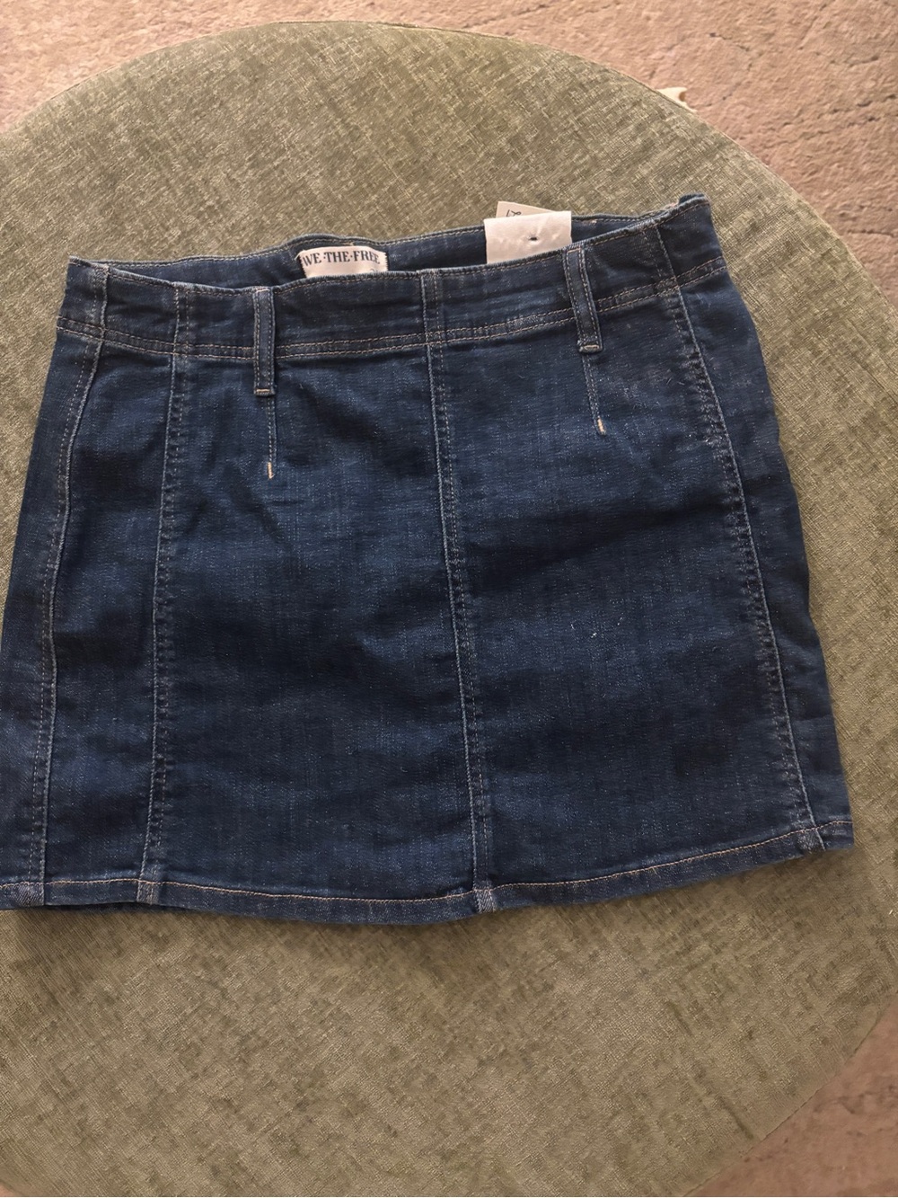 We The Free Dark Blue Denim Mini Skirt